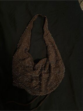 White Fox Boutique Brown Beaded Top